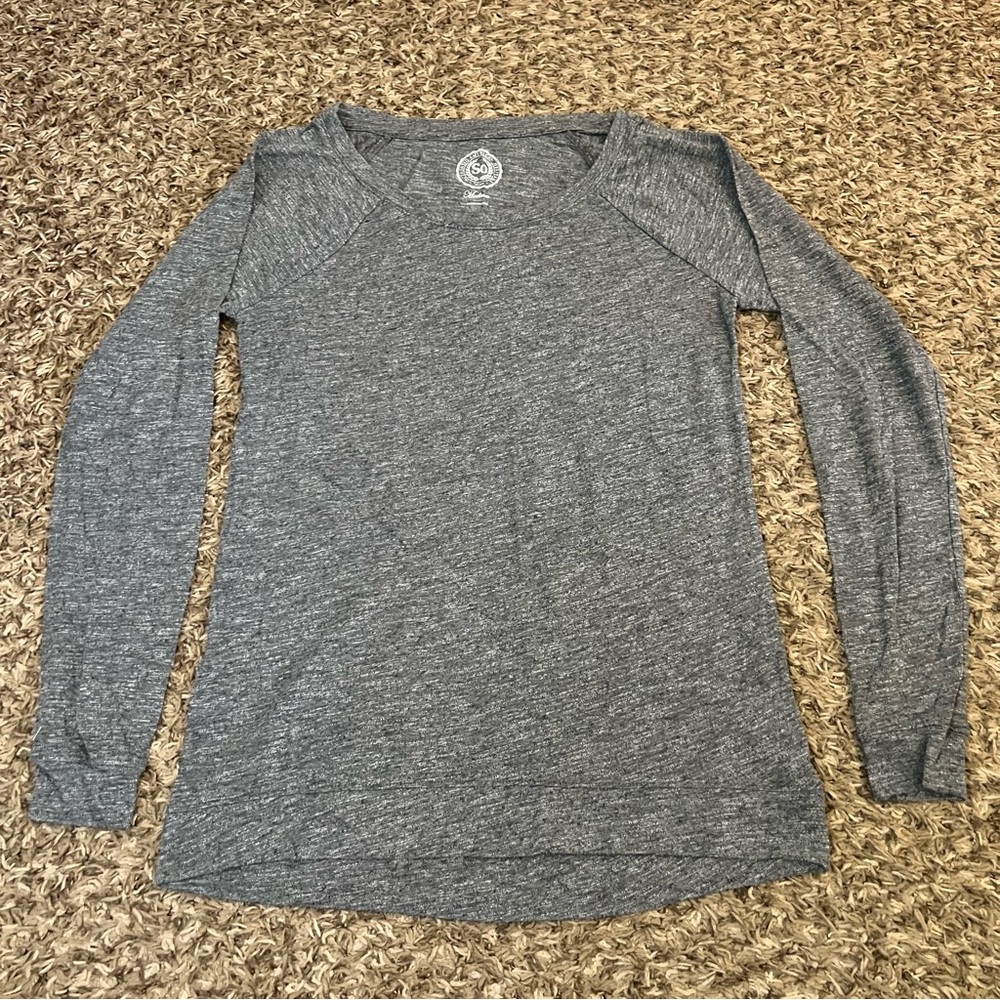 SO Womens M Tunic Top Gray Long Sleeve Round Neck Shirt Medium